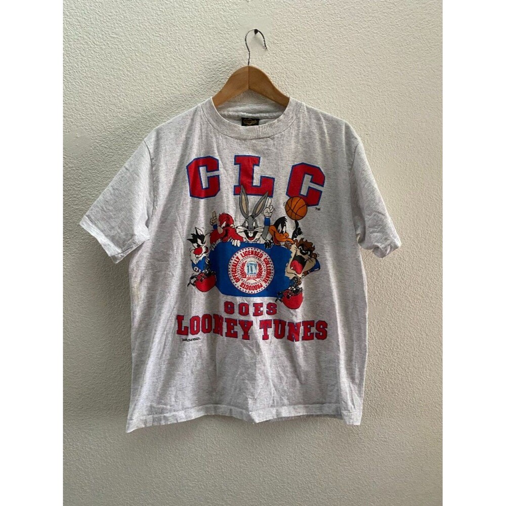 VTG 1993 CLC Goes Looney Tunes CLC College University Gray T-Shirt Changes